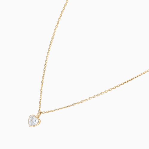 Heart-Shaped Lab-Grown Diamond Solitaire Pendant, 14k Yellow Gold